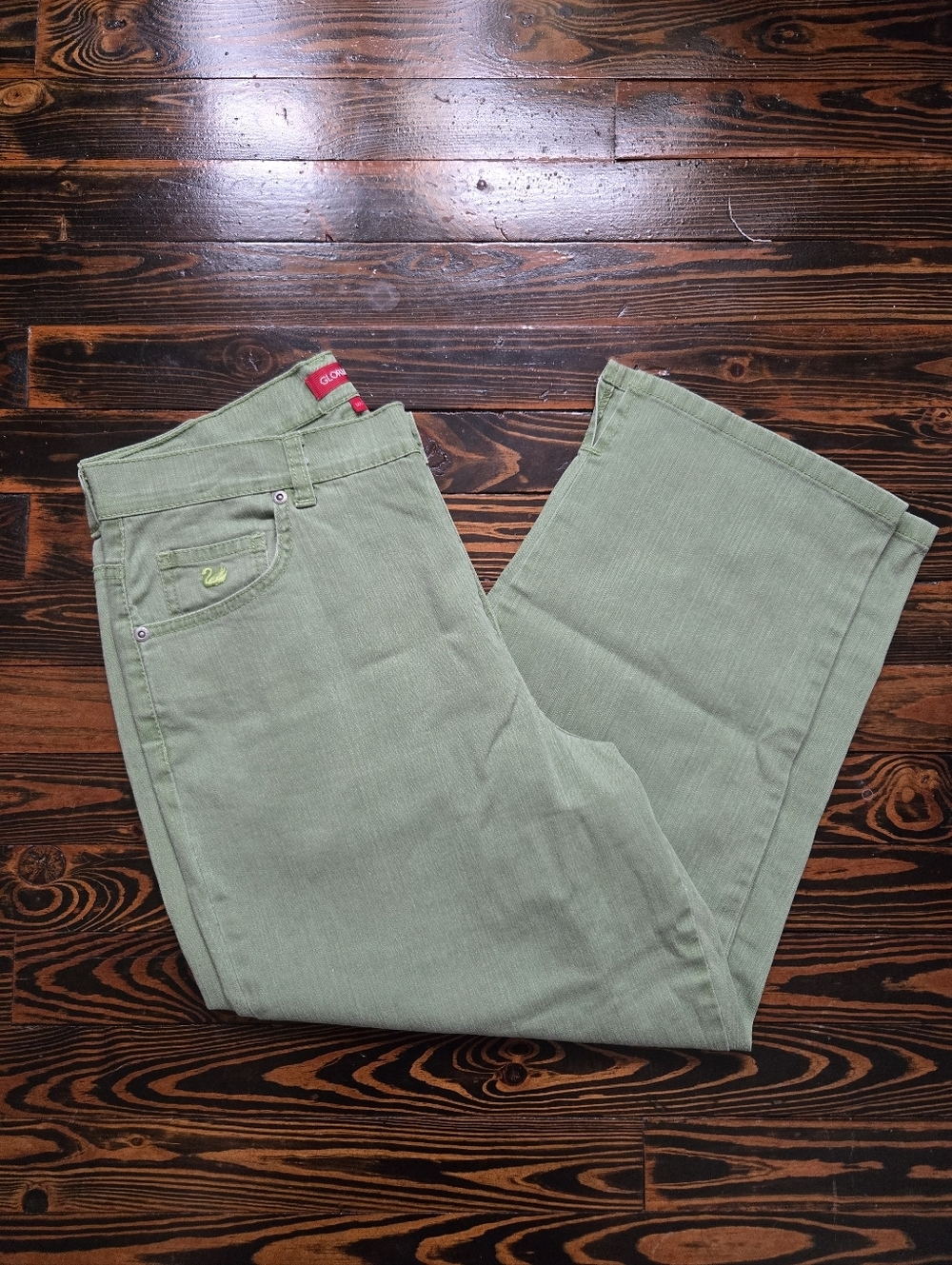 Gloria Vanderbilt Sage Green Crop Pants High Rise Tapered Leg Size 10